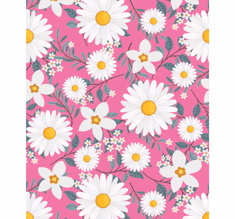 Tusenfryd blomster rosa bakgrunn blomsterRullegardin - Tenstickers