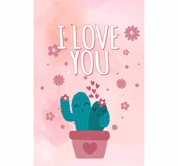 Valentinsdag nydelig kaktus soveromsRullegardin - Tenstickers