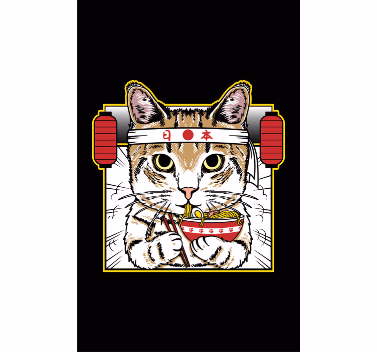 Nuddelspisende katt rullegardin dyr - Tenstickers