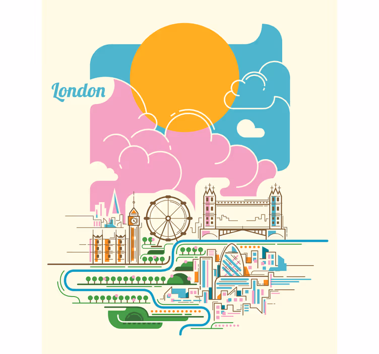 Utsikt over london skyline rullegardin verdenskart - Tenstickers