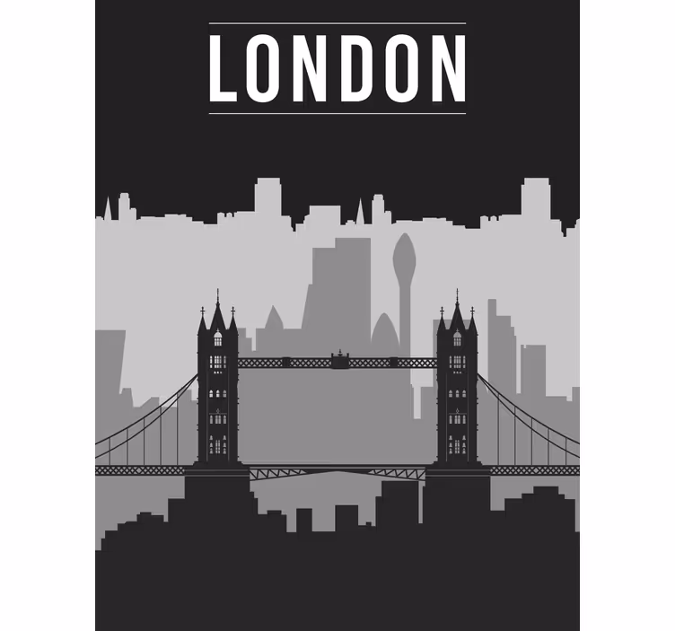 Svart og grått skyline i london rullegardin tegning - Tenstickers