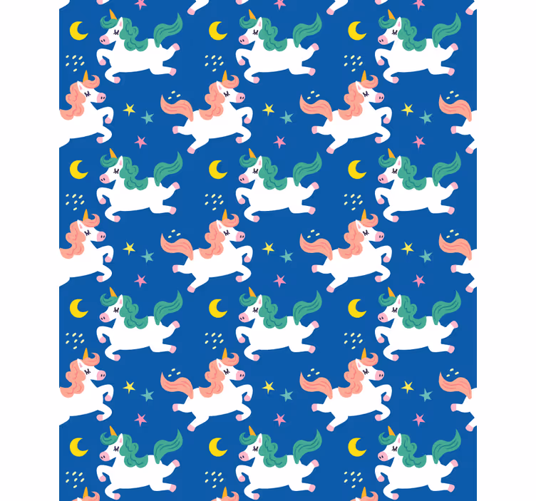 Enhjørningsmønster med måne rullegardin barn - Tenstickers