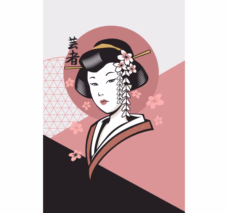 Elegant japansk kvinne rullegardin tegning - Tenstickers