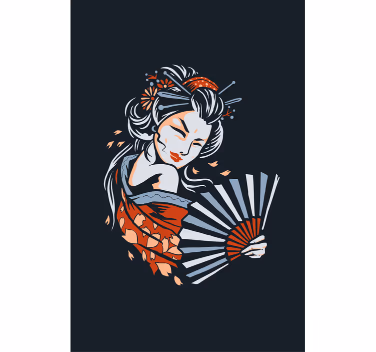 Kunstnerisk japansk geisha rullegardin originale - Tenstickers