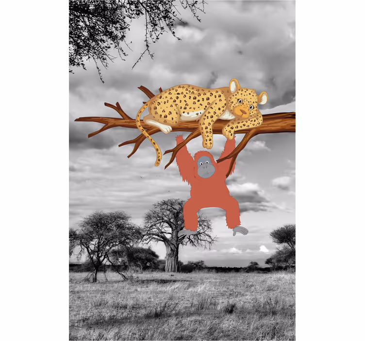 Leopard og orangutang rullegardin dyr - Tenstickers