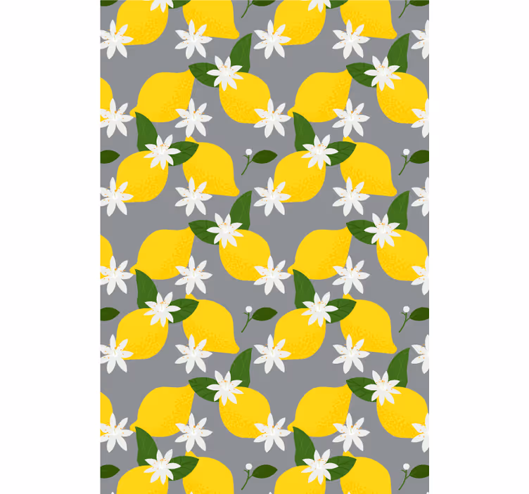 Sitron blomstermønster rullegardin frukt - Tenstickers