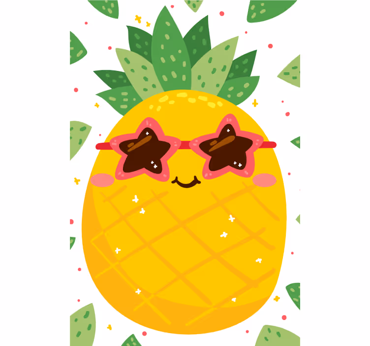 Ananas med rosa solbriller rullegardin frukt - Tenstickers