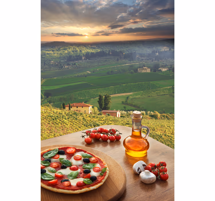 Italiensk kulinarisk landskap rullegardin frukt - Tenstickers