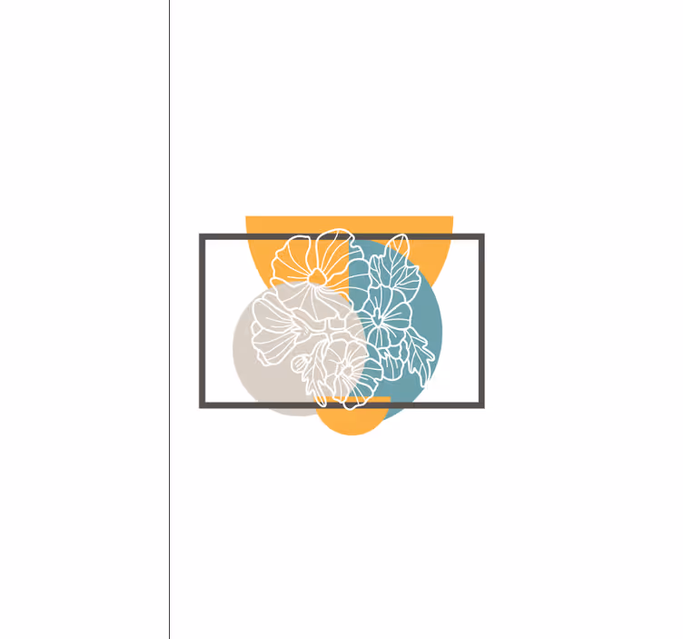 Kunstdesign med ramme rullegardin blomster - Tenstickers