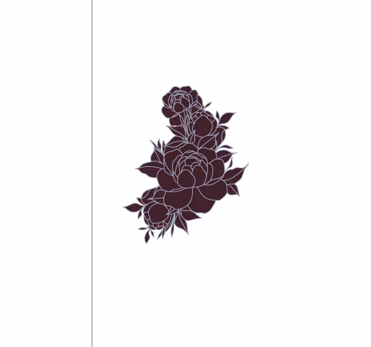 Bukett med roser minimalistisk design rullegardin blomster - Tenstickers
