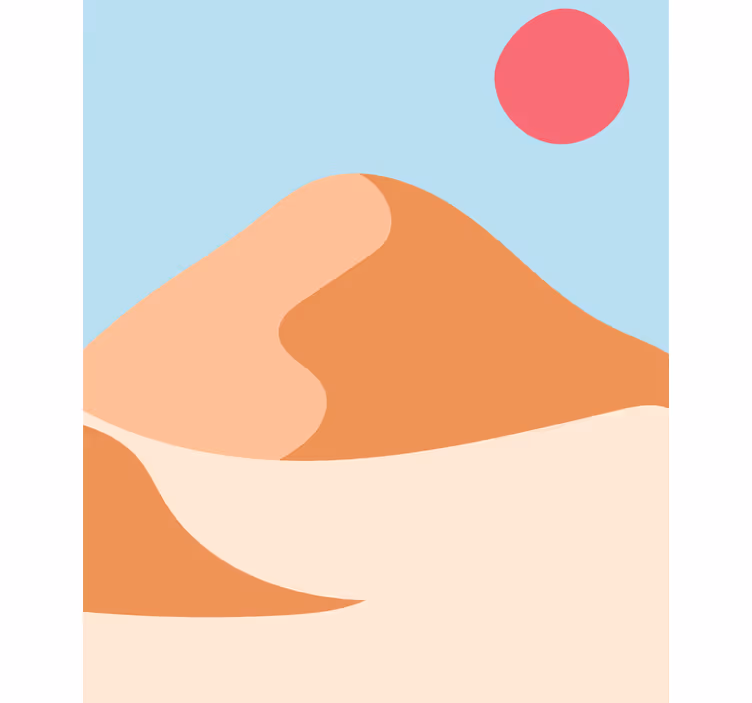 Fjell og sol abstrakt kunst rullegardin tegning - Tenstickers