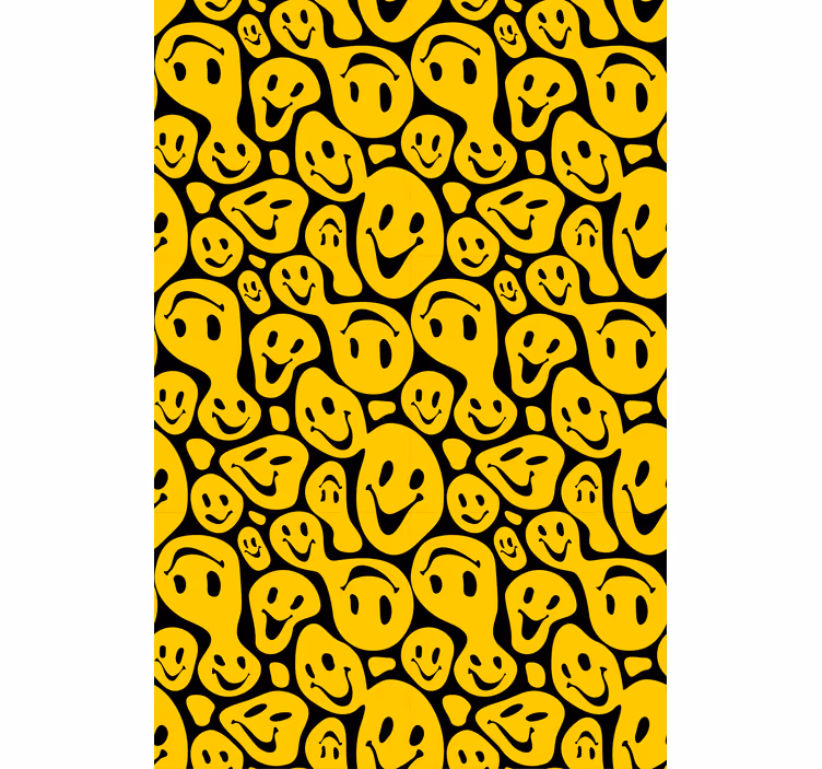 Svarte og gule smilefjes rullegardin originale - Tenstickers