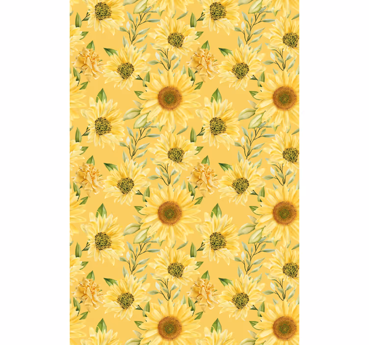 Store solsikkeblader rullegardin blomster - Tenstickers