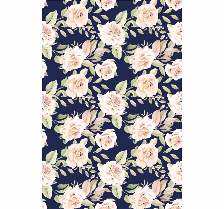 Vintage mønster på blå bakgrunn rullegardin blomster - Tenstickers