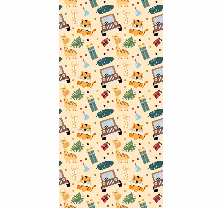 Eventyr med safari-tema rullegardin barn - Tenstickers