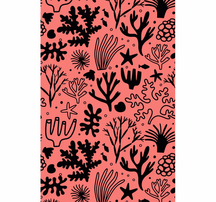 Korallrev mønster rullegardin blomster - Tenstickers