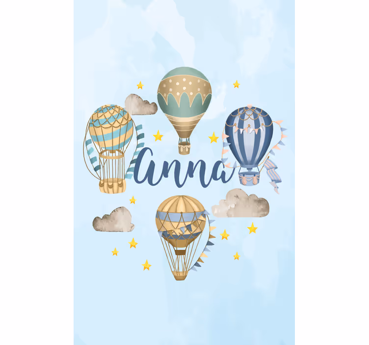 Blå ballonger med stjerner rullegardin tegning - Tenstickers