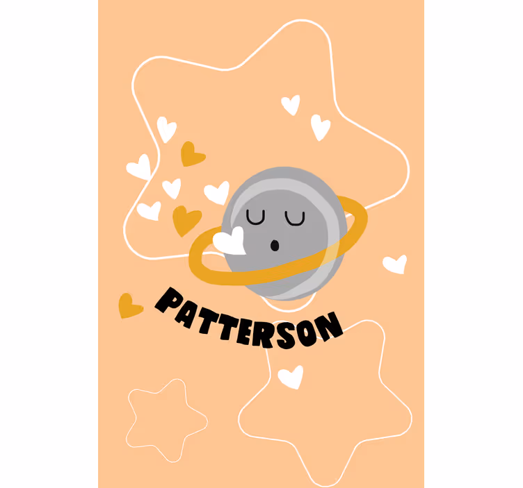 Hjertelig saturn med navn rullegardin barn - Tenstickers