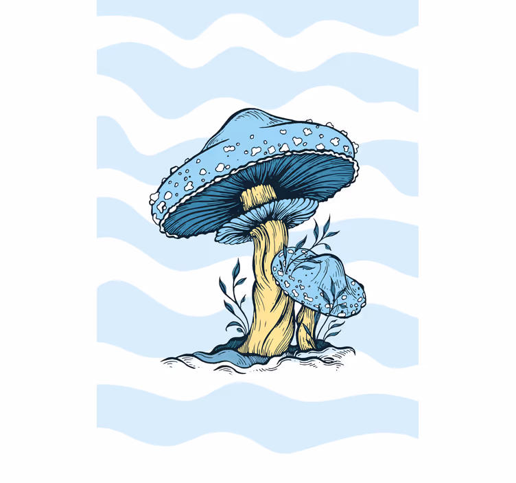 Blå sopp rullegardin blomster - Tenstickers