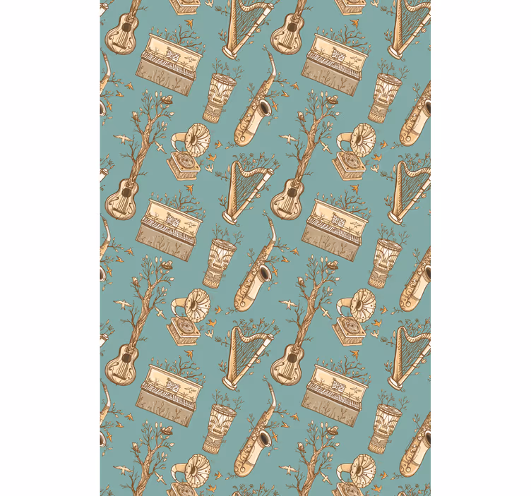 Vintage musikkinstrumenter rullegardin ungdom - Tenstickers