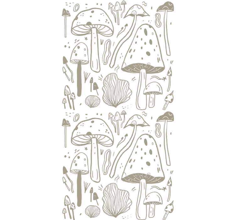 Stiliserte beige sopp rullegardin blomster - Tenstickers