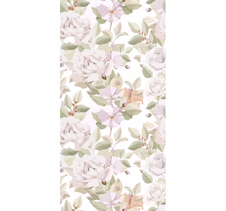 Beige blomstermotiv rullegardin elegant - Tenstickers