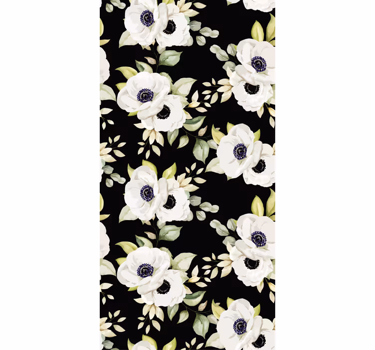 Rullegardin blomster elegante hvite blomster - Tenstickers