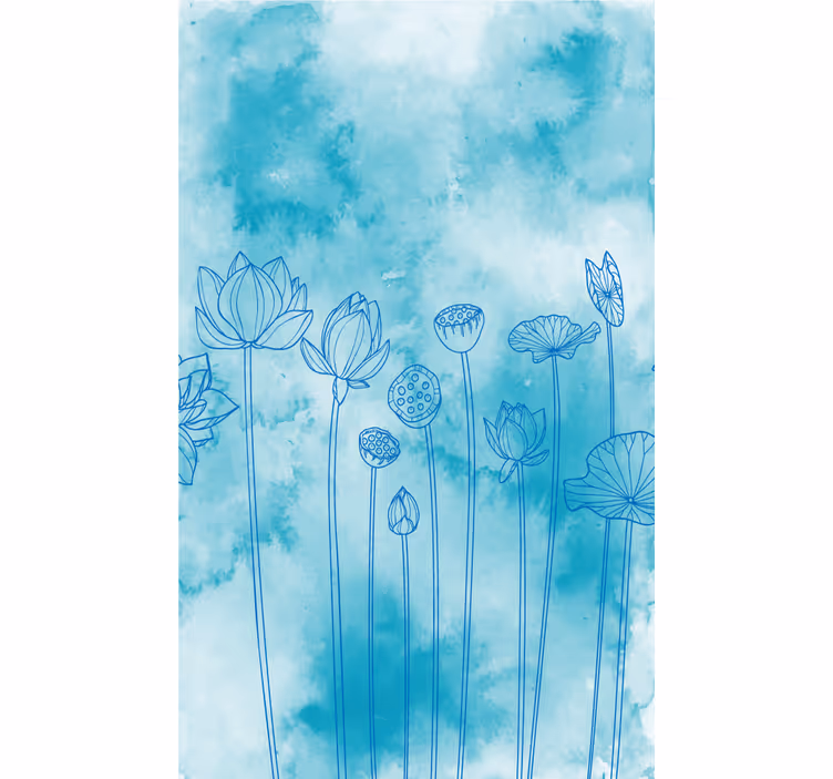Lotusblått mønster rullegardin blomster - Tenstickers