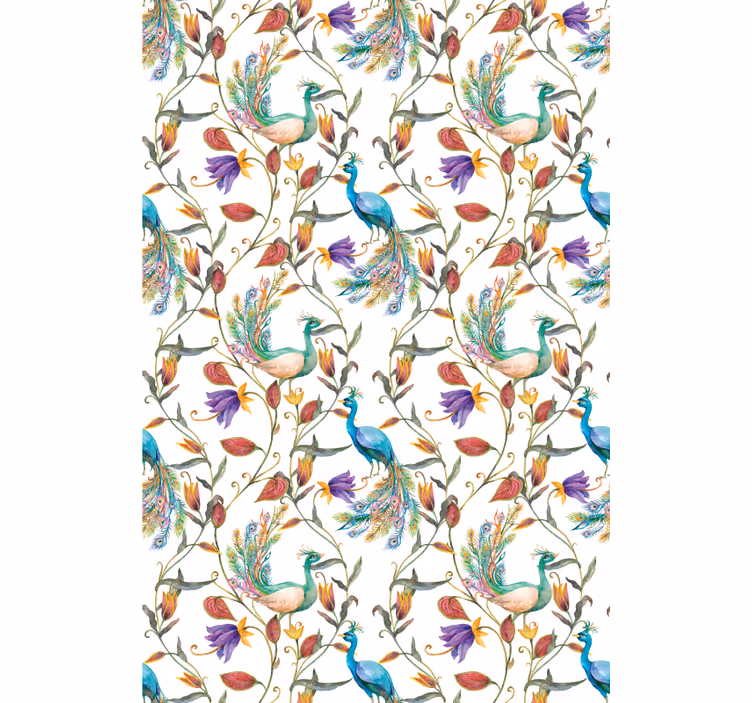 Elegant påfugl floral rullegardin blomster - Tenstickers
