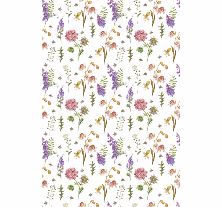 Flerfargede minimalistiske villblomster rullegardin blomster - Tenstickers