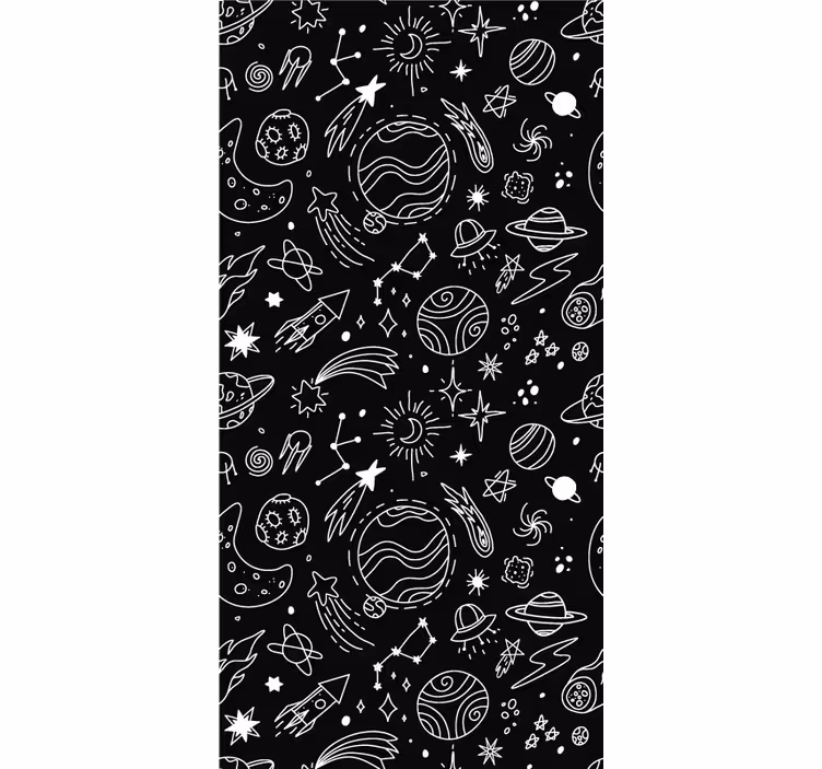 Svart -hvite kosmiske illustrasjoner rullegardin barn - Tenstickers