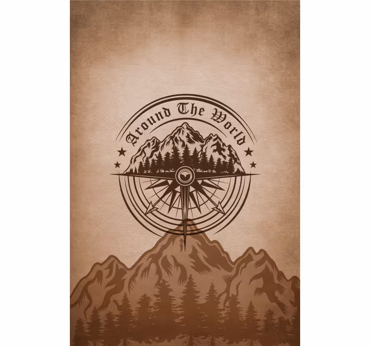 Fjellkompassdesign rullegardin stue - Tenstickers