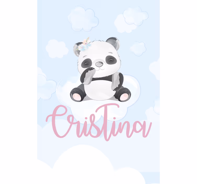 Søt panda for jente med navn rullegardin baby - Tenstickers