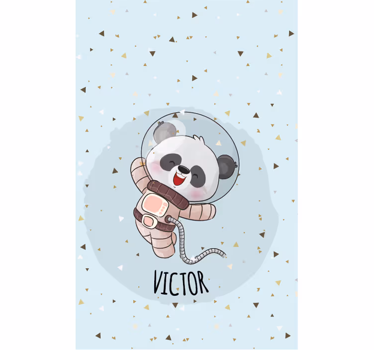 Søt panda for gutt med navn rullegardin baby - Tenstickers