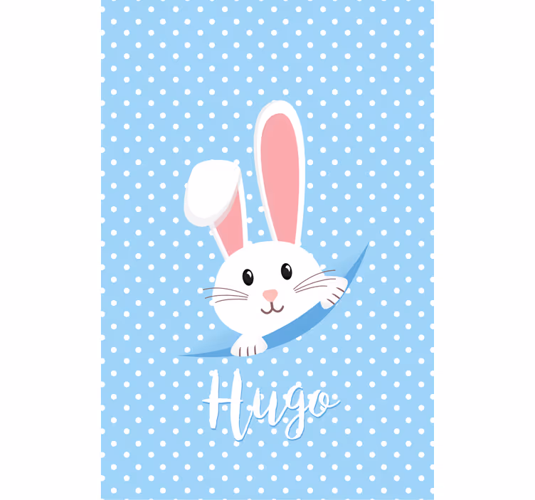 Hvit kanin med navn rullegardin baby - Tenstickers