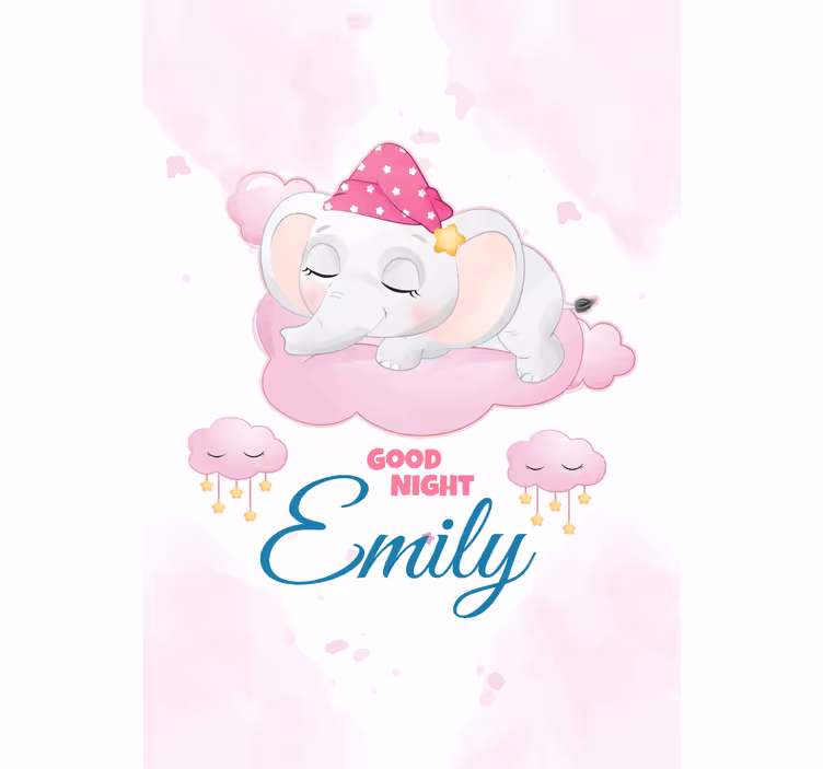 Søt elefant for jente med navn rullegardin baby - Tenstickers
