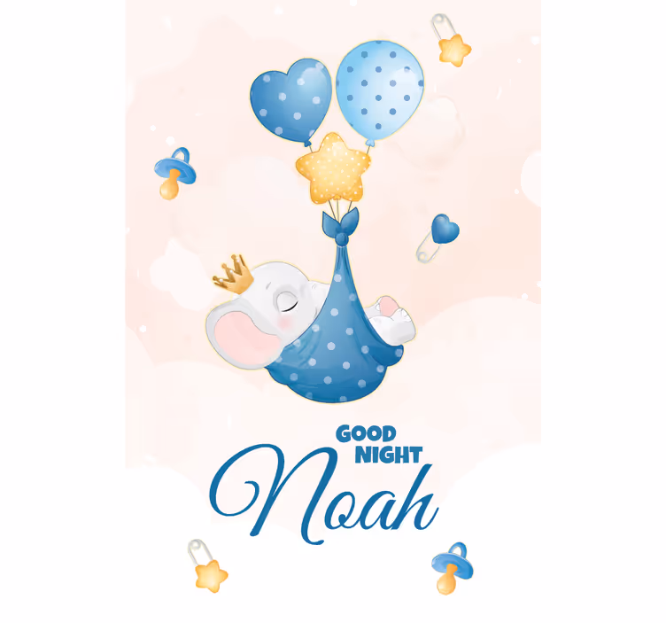 God natt elefant med navn rullegardin baby - Tenstickers