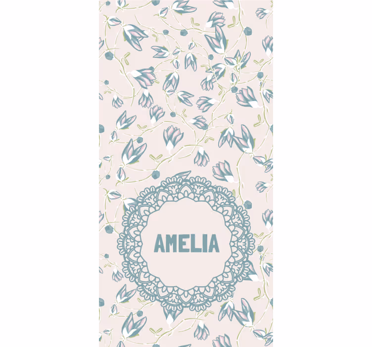 Navn med delikat blomstermotiv rullegardin ungdom - Tenstickers