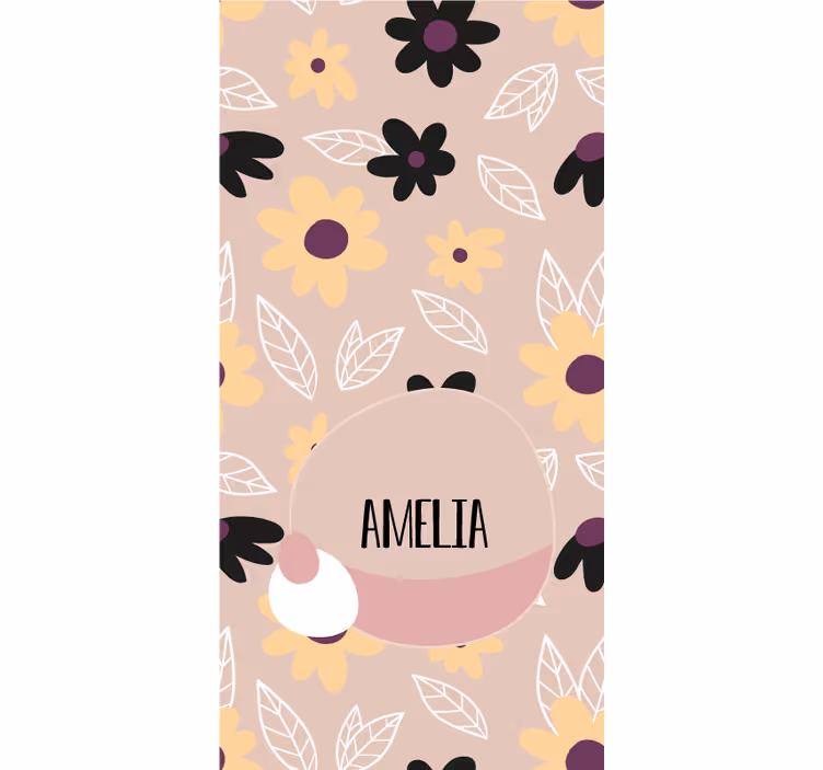 Tilpasset floral navn design rullegardin personlig - Tenstickers