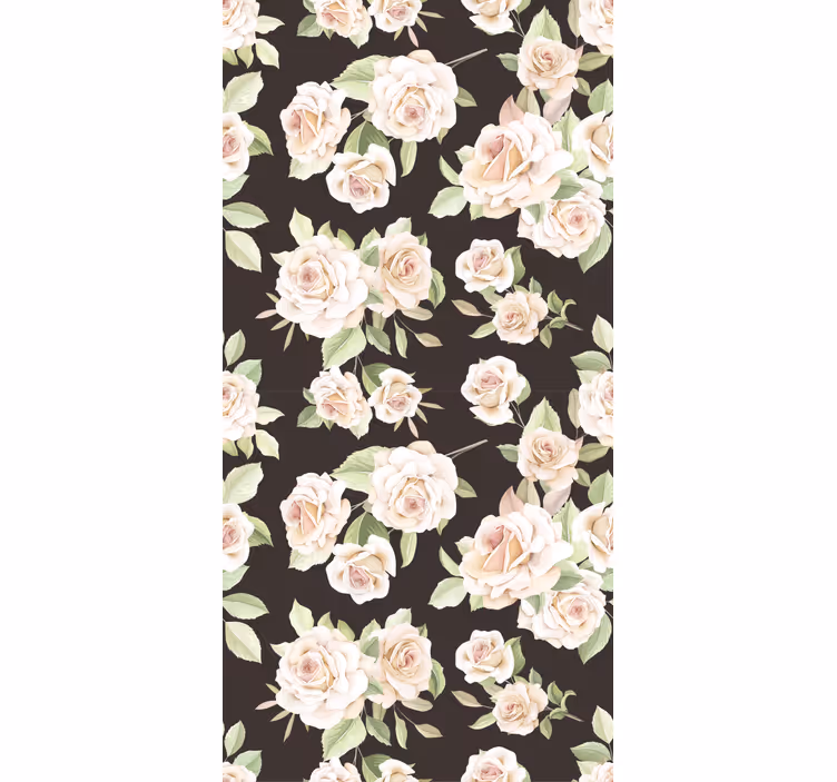 Hvit rose svart bakgrunn rullegardin blomster - Tenstickers