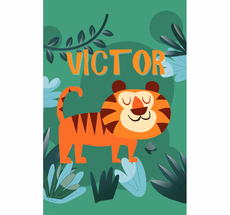 Glad tiger med navn rullegardin barn - Tenstickers