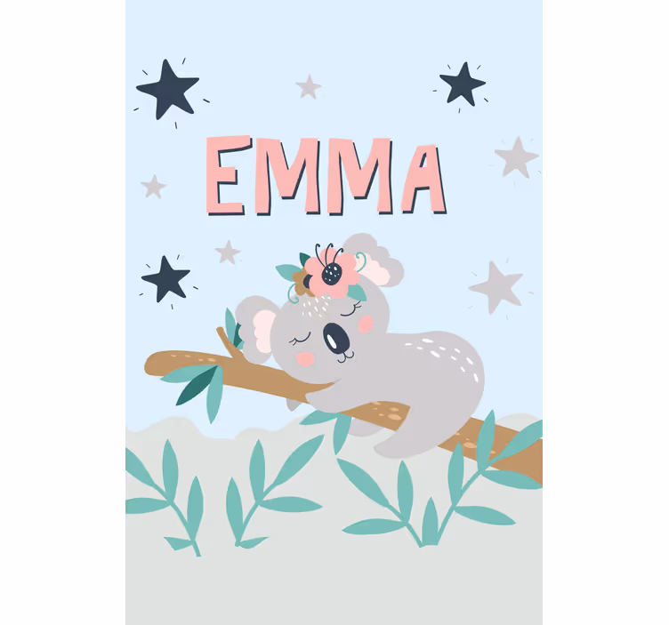 Baby koala med navn rullegardin barn - Tenstickers
