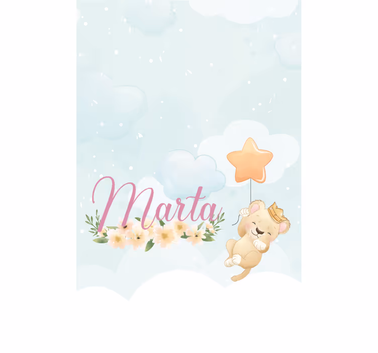 Bby løve med stjerne og navn rullegardin baby - Tenstickers