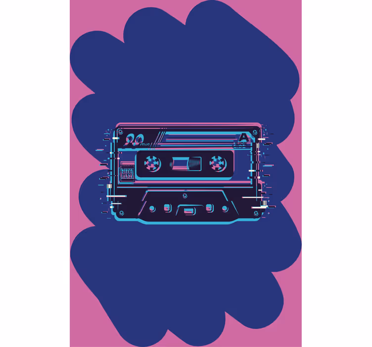 Retro kassett illustrasjon rullegardin nerdere - Tenstickers