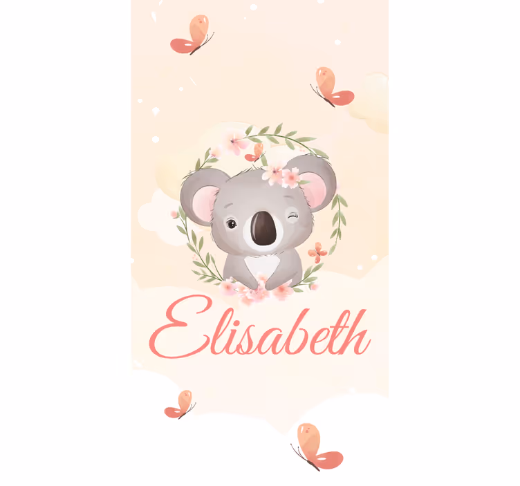 Søte dyr koala med navn rullegardin baby - Tenstickers