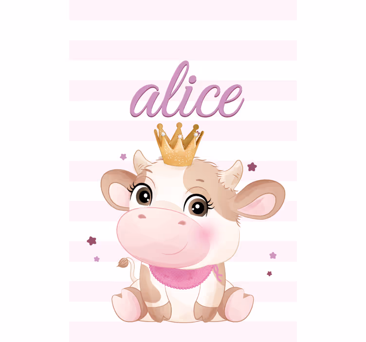 Søt ku for jente med navn rullegardin baby - Tenstickers