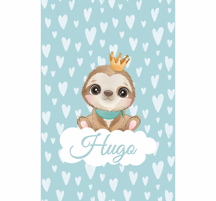 Søt dovendyr for gutt med navn rullegardin baby - Tenstickers