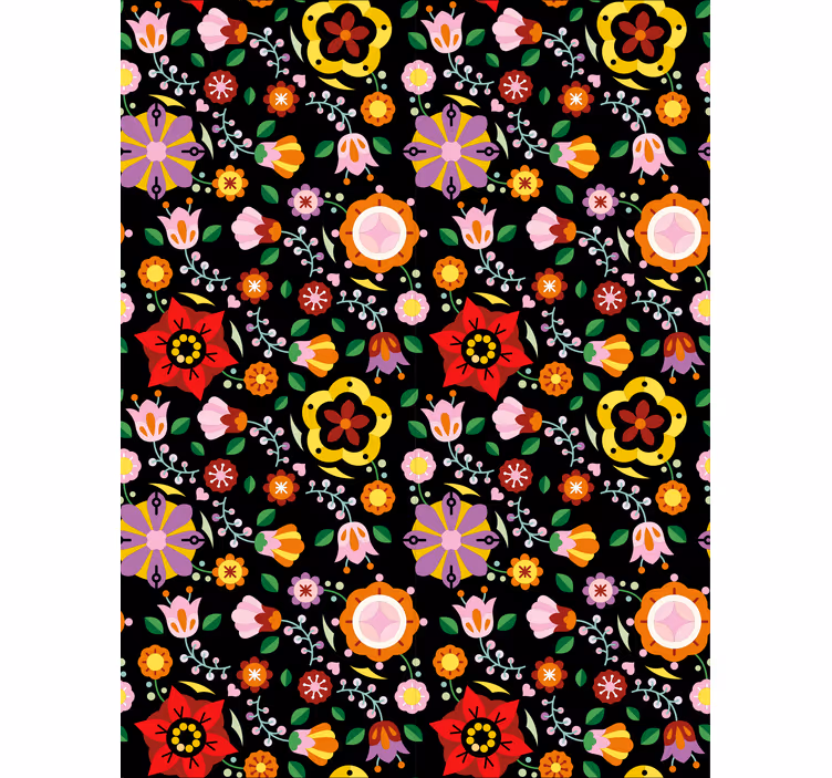 Livlig fargerikt tema rullegardin blomster - Tenstickers