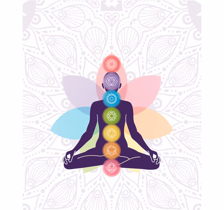 Mediterende figur med chakraer rullegardin zen - Tenstickers