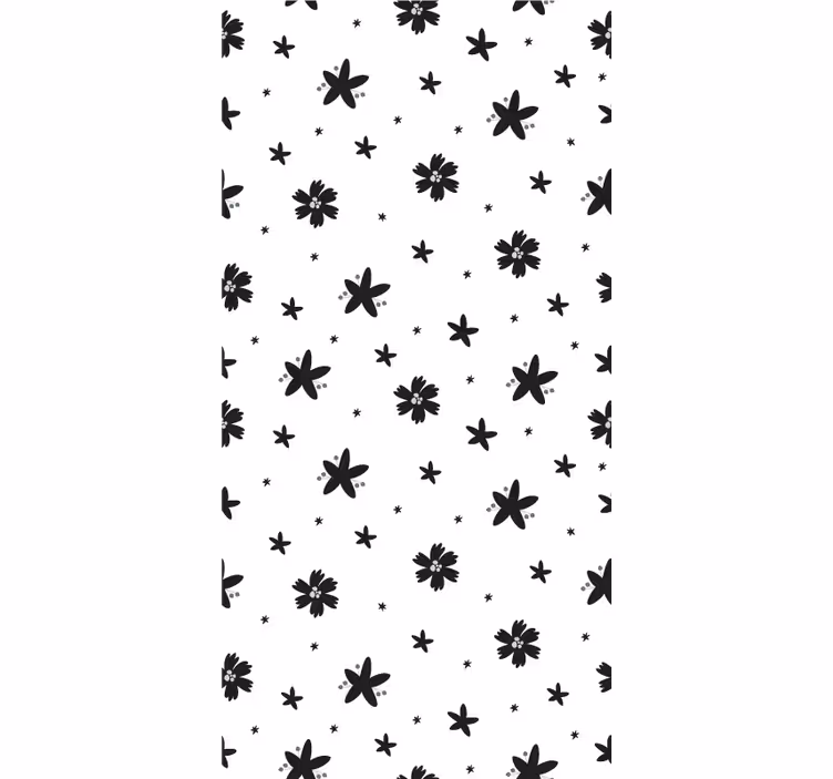 Svart og hvitt design rullegardin blomster - Tenstickers